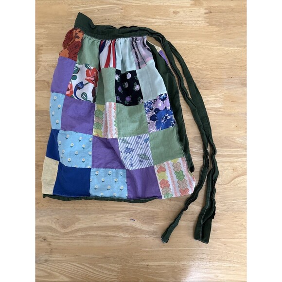 Vintage Fall colors patch work half apron Small Reversible Home Made - Picture 12 of 12